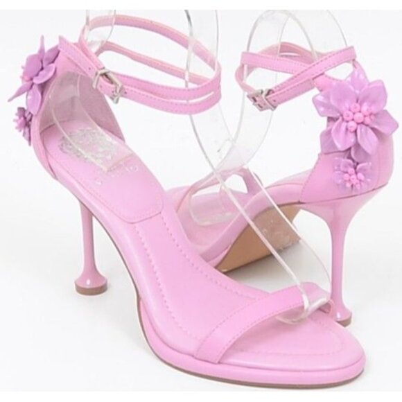 Vince Camuto Tanvie Sweet Lavender Floral Leather Anklet Sandals Heel Size 9 NEW - Picture 5 of 9